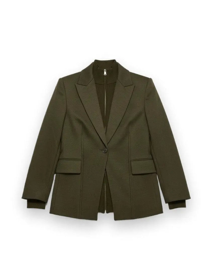 Auden Knit Combo Blazer, Dark Olive