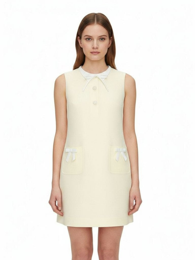 YELLOW TAFFETA BOW MINI DRESS SELF-PORTRAIT