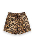 Pull on Shorts - Leopard Damson Madder