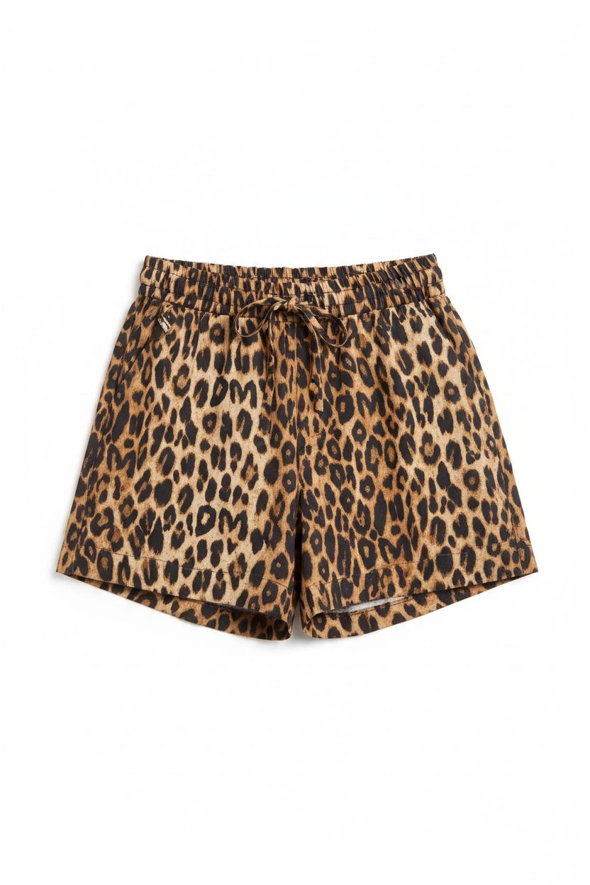 Pull on Shorts - Leopard Damson Madder