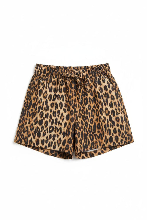Pull on Shorts - Leopard Damson Madder