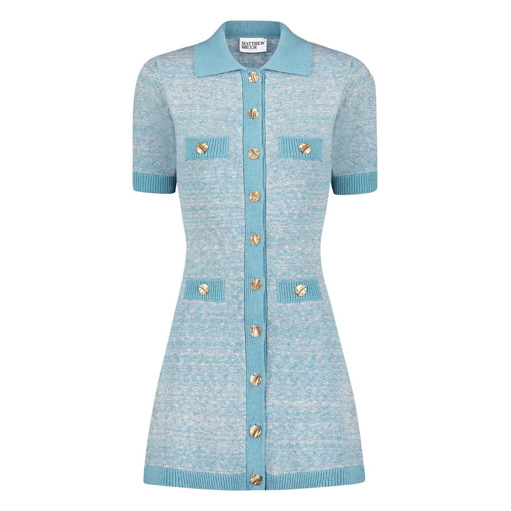 Tweed Knit Collared Button Up Mini Dress - Primm'sTweed Knit Collared Button Up Mini DressMatthew Bruch