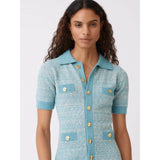 Tweed Knit Collared Button Up Mini Dress - Primm'sTweed Knit Collared Button Up Mini DressMatthew Bruch