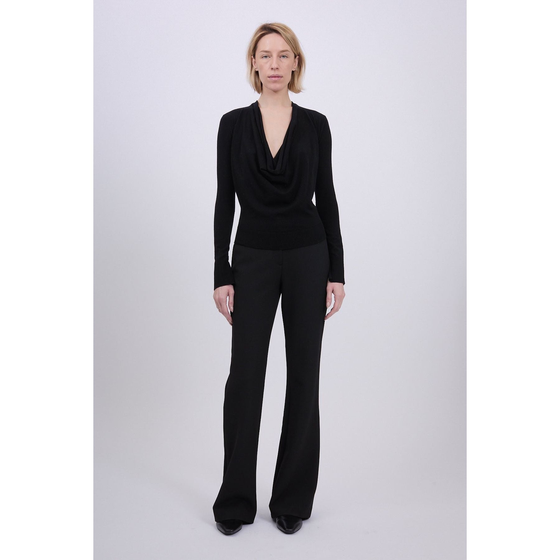 Light Gray Natia Cowl Neck Black