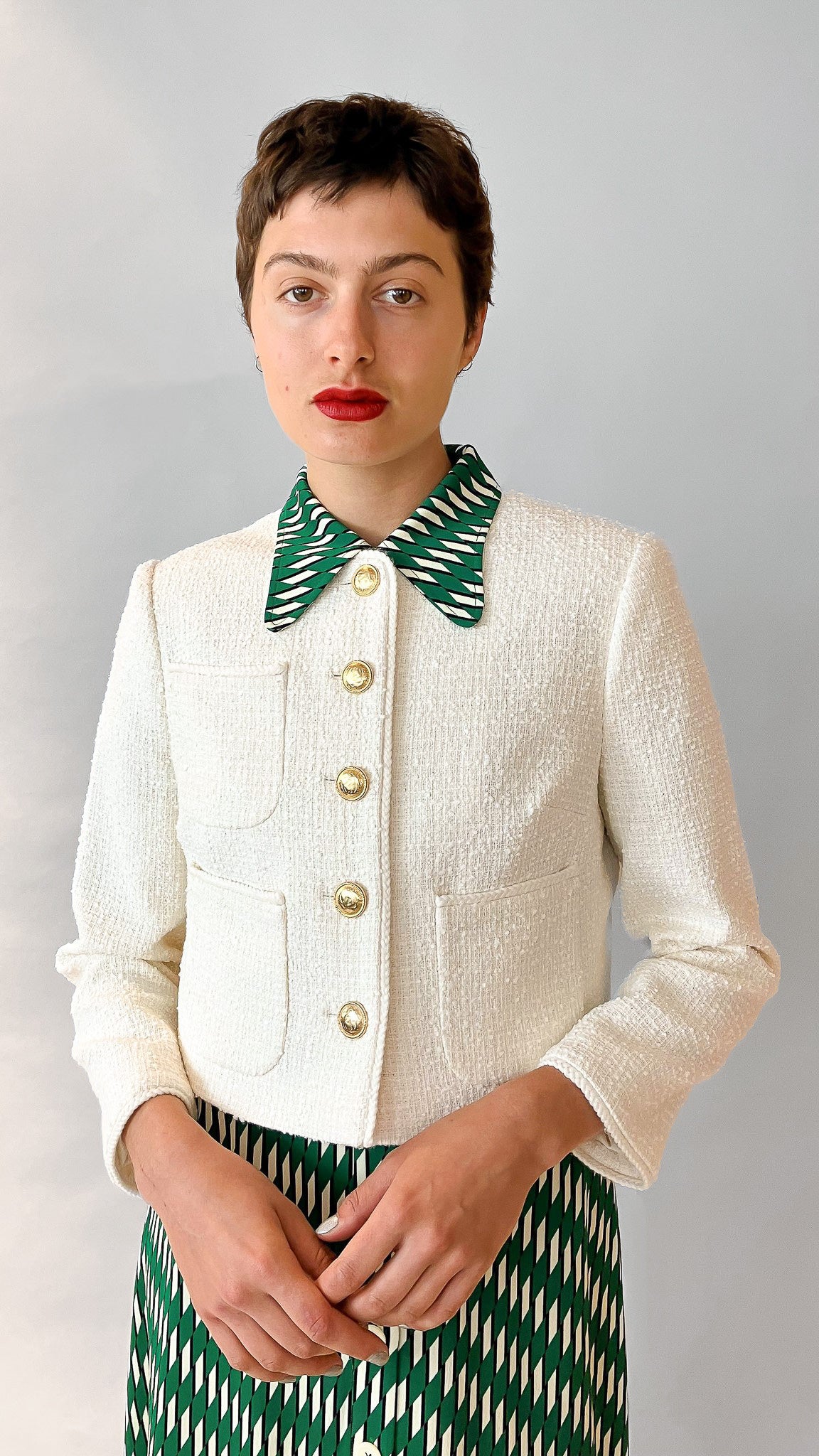 LK Bennett Alexa Cream Recycled Cotton-Blend Italian Tweed Jacket