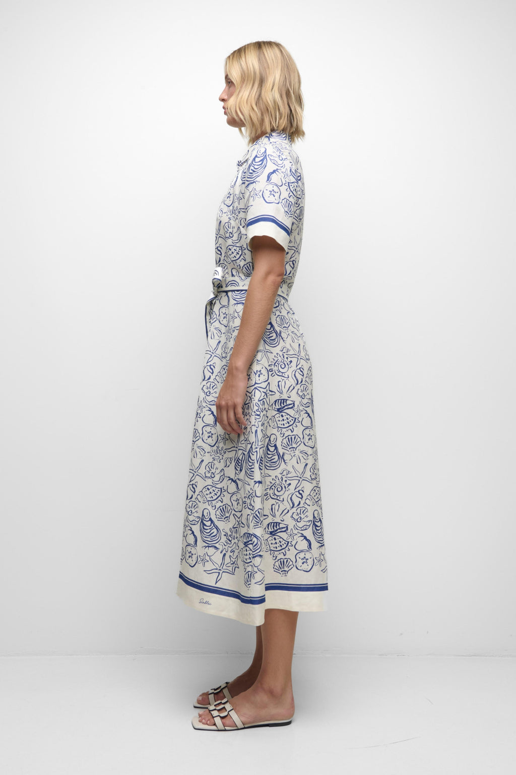 Audria Belted Linen Midi Dress Simkhai