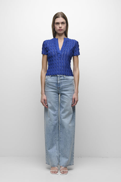 MALLORIE SCALLOPED KNIT POLO Simkhai