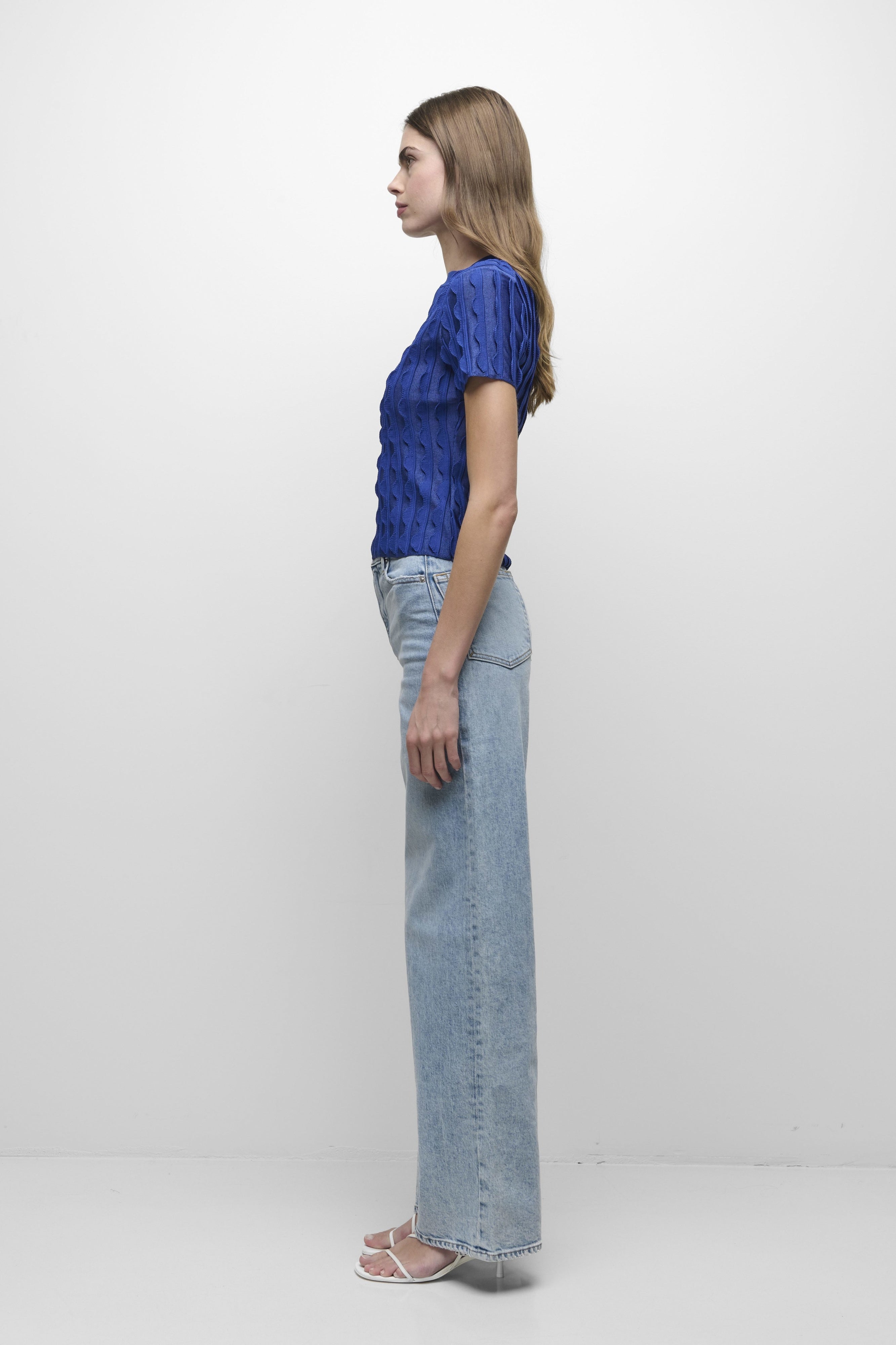 MALLORIE SCALLOPED KNIT POLO Simkhai