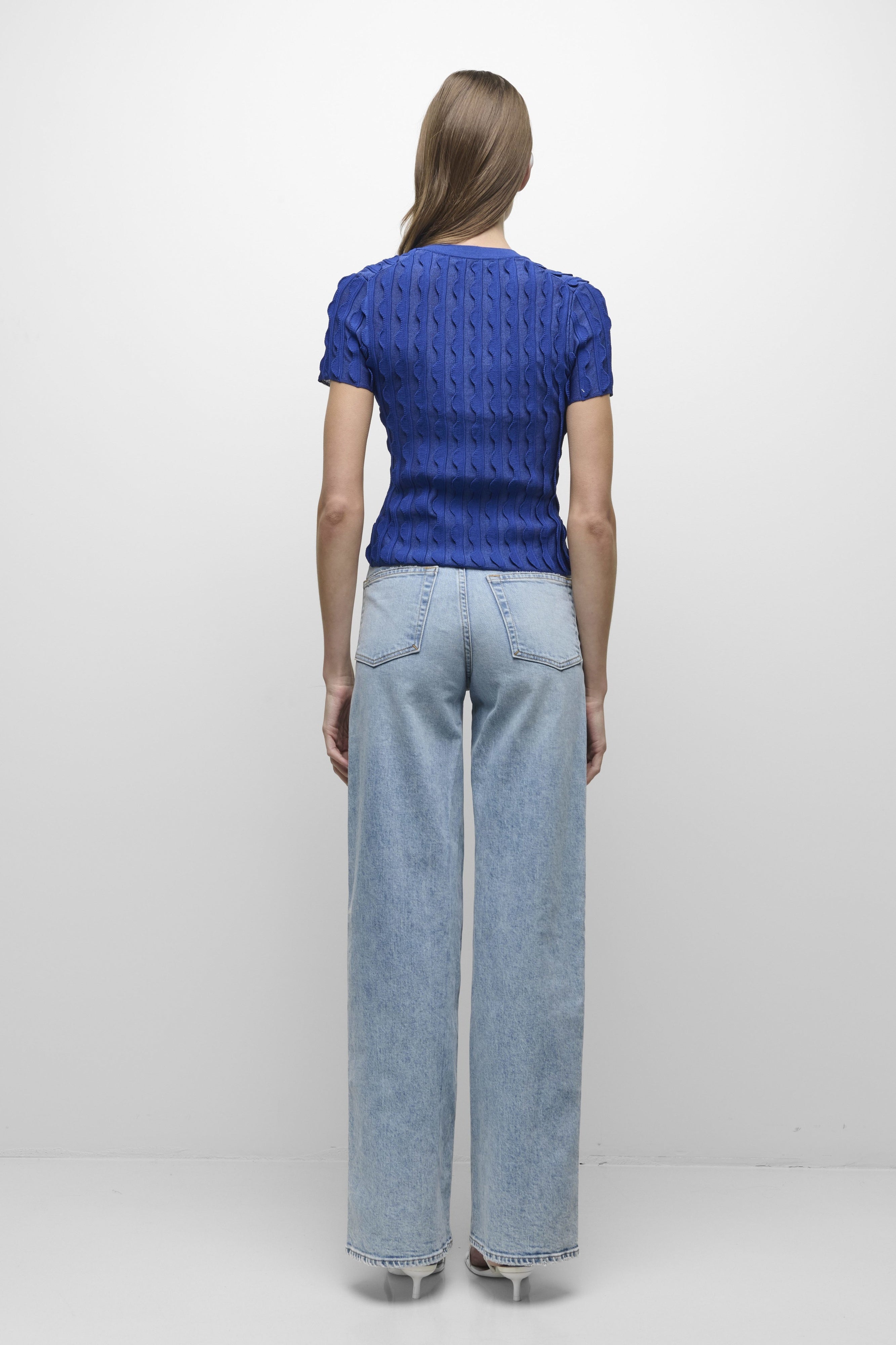 MALLORIE SCALLOPED KNIT POLO Simkhai