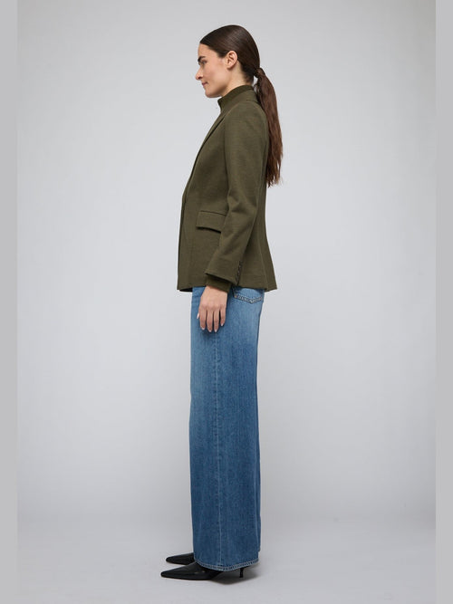 Auden Knit Combo Blazer, Dark Olive Simkhai
