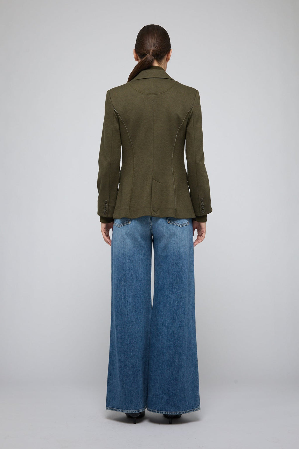 Auden Knit Combo Blazer, Dark Olive Simkhai
