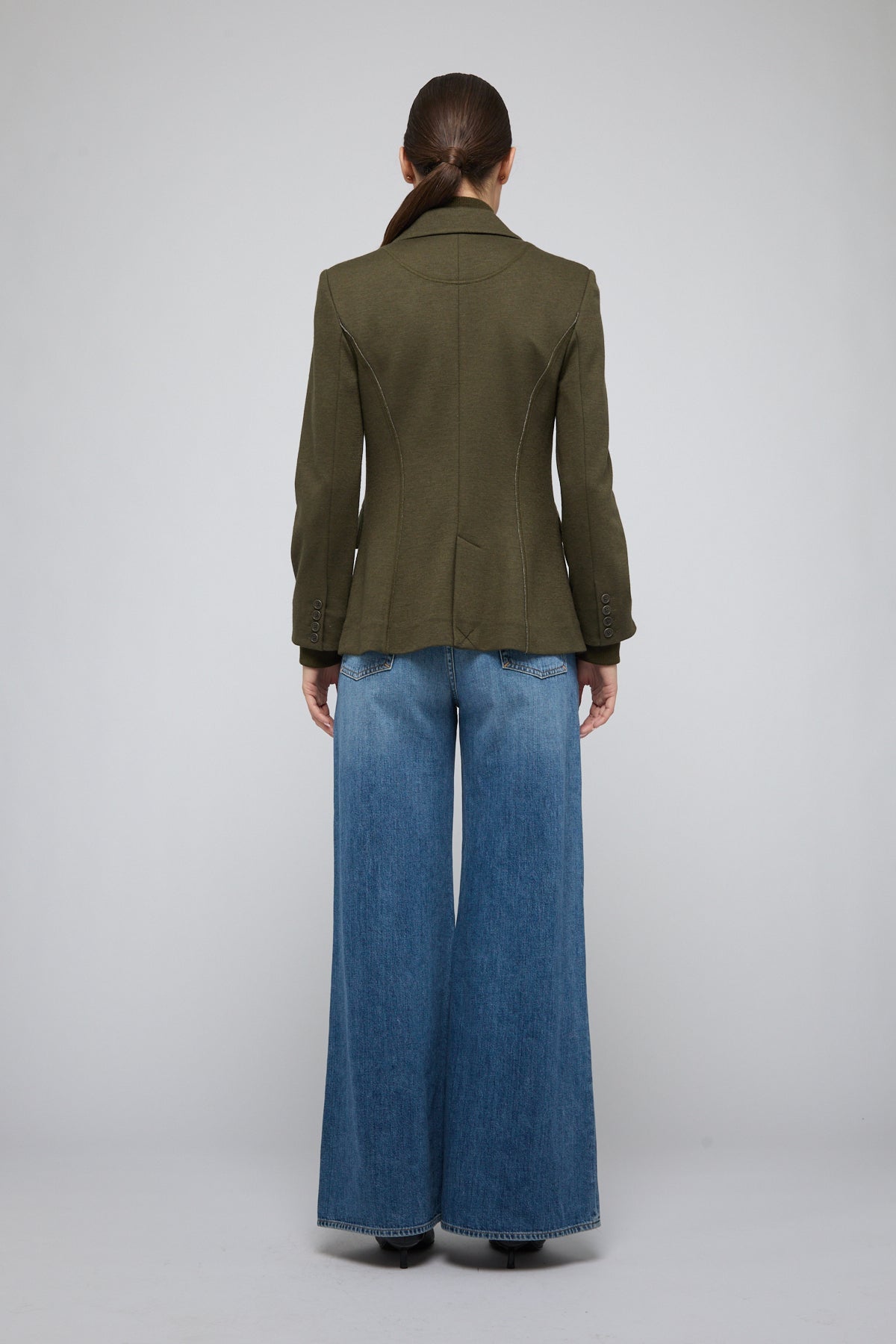 Auden Knit Combo Blazer, Dark Olive Simkhai