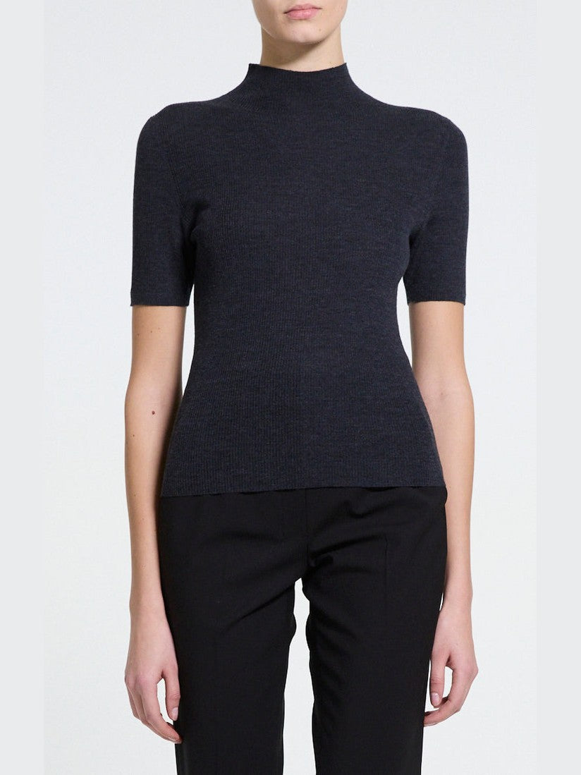Leenda Mock Neck Sweater in Regal Wool Theory