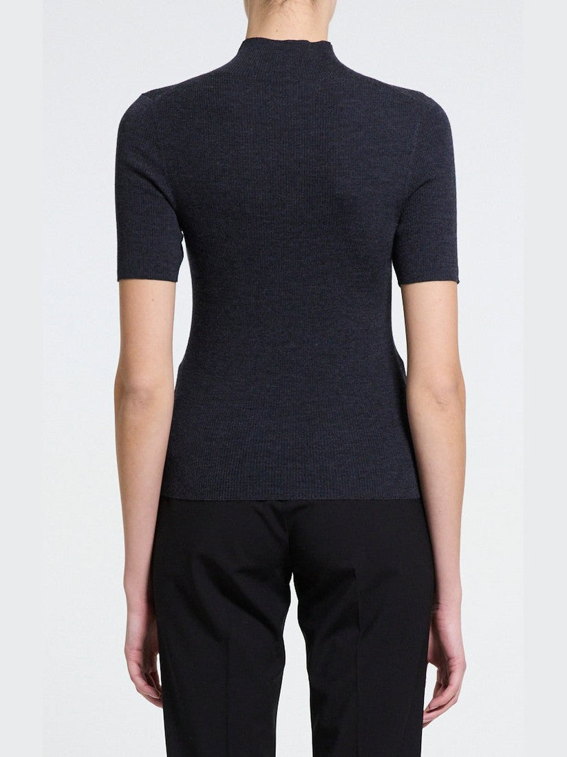 Leenda Mock Neck Sweater in Regal Wool Theory