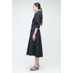 Jazz Embellised Pintuck Midi Dress Black Simkhai