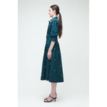 Jazz Embellised Pintuck Midi Dress Emerald Simkhai