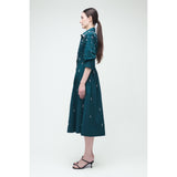 Jazz Embellised Pintuck Midi Dress Emerald Simkhai
