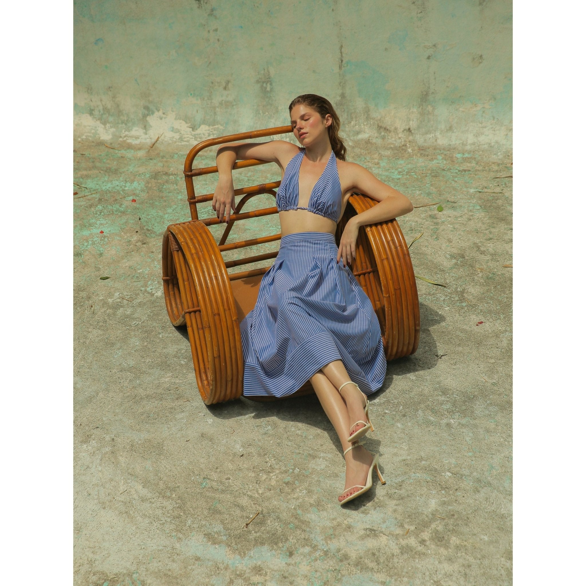 Vela Skirt in Blue Stripes - Primm'sVela Skirt in Blue StripesNo Pise La Grama