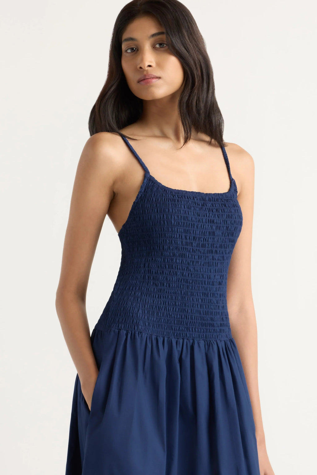 Venus Smocked Organic Cotton Midi Dress Modern Citizen