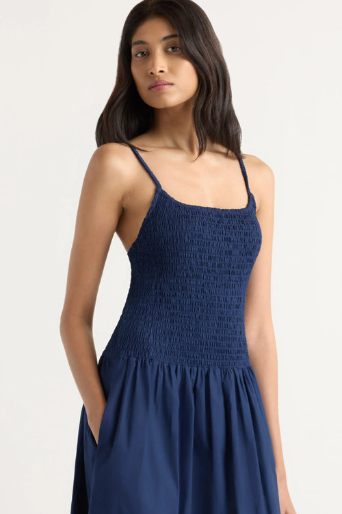 Venus Smocked Organic Cotton Midi Dress Modern Citizen