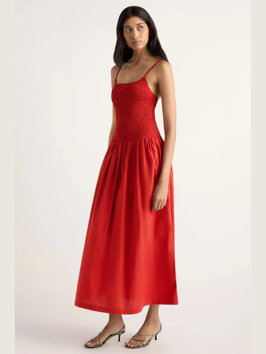 Venus Smocked Organic Cotton Midi Dress Modern Citizen