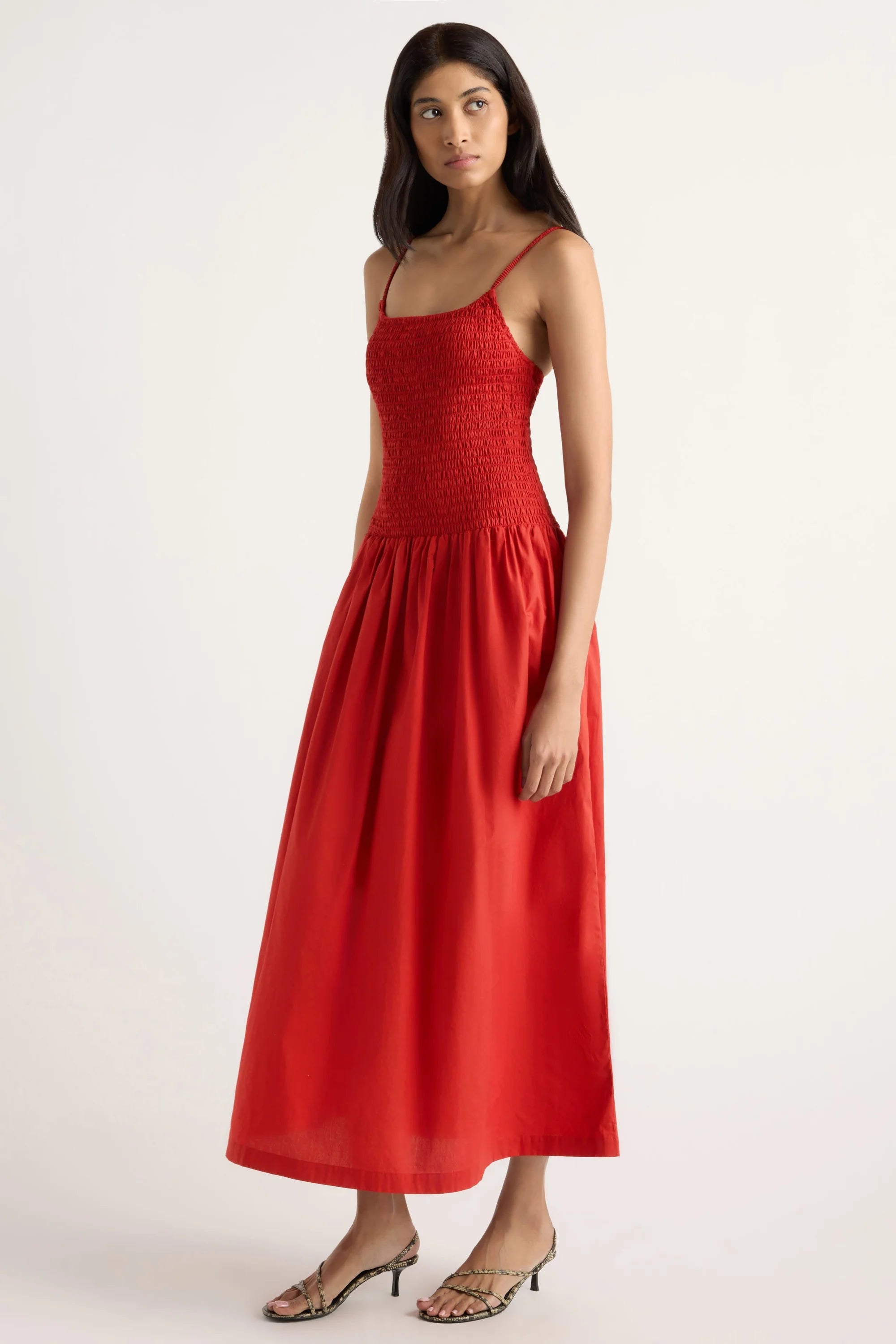 Venus Smocked Organic Cotton Midi Dress Modern Citizen