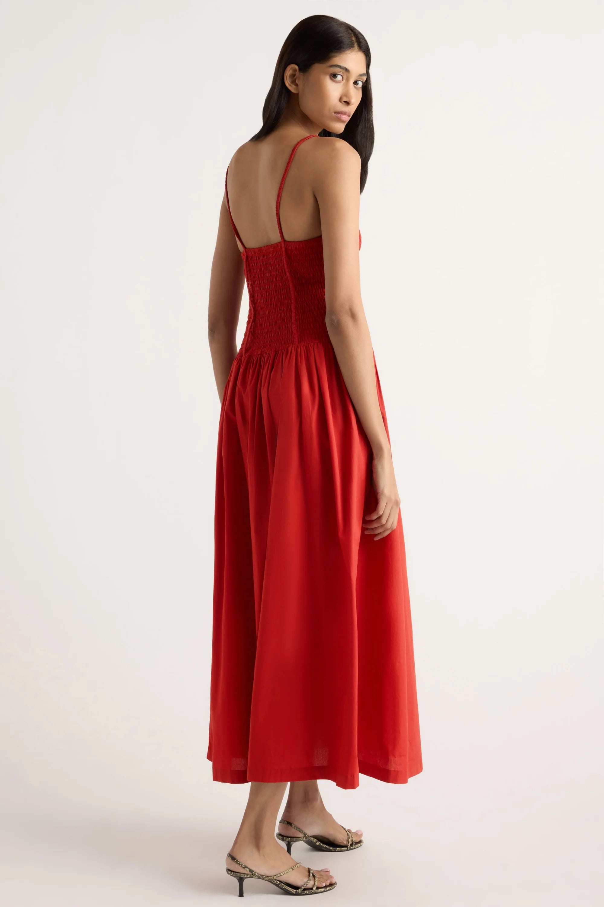 Venus Smocked Organic Cotton Midi Dress Modern Citizen