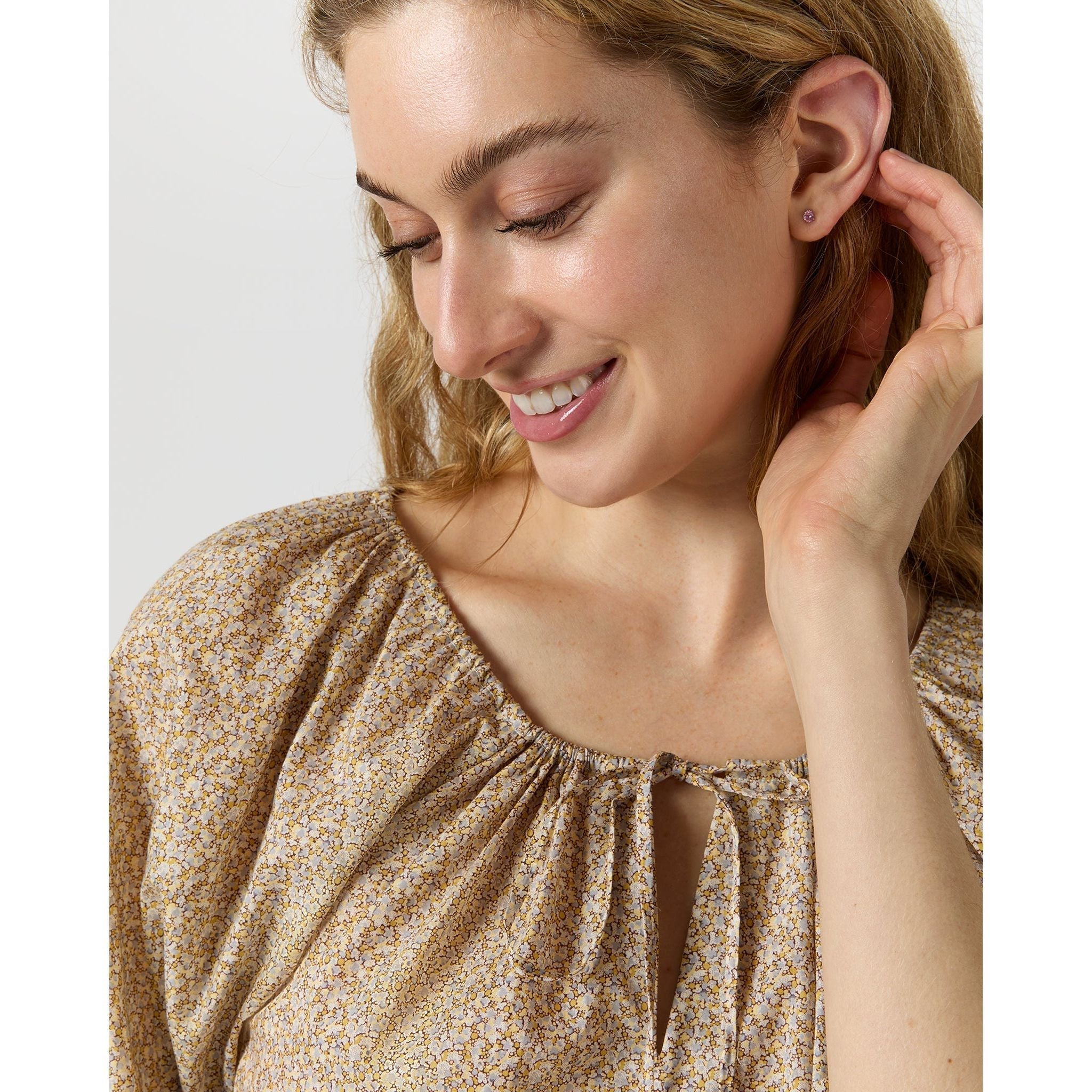 Victoria Blouse Yellow Pepper Liberty Fabric - Primm'sVictoria Blouse Yellow Pepper Liberty FabricMashburn