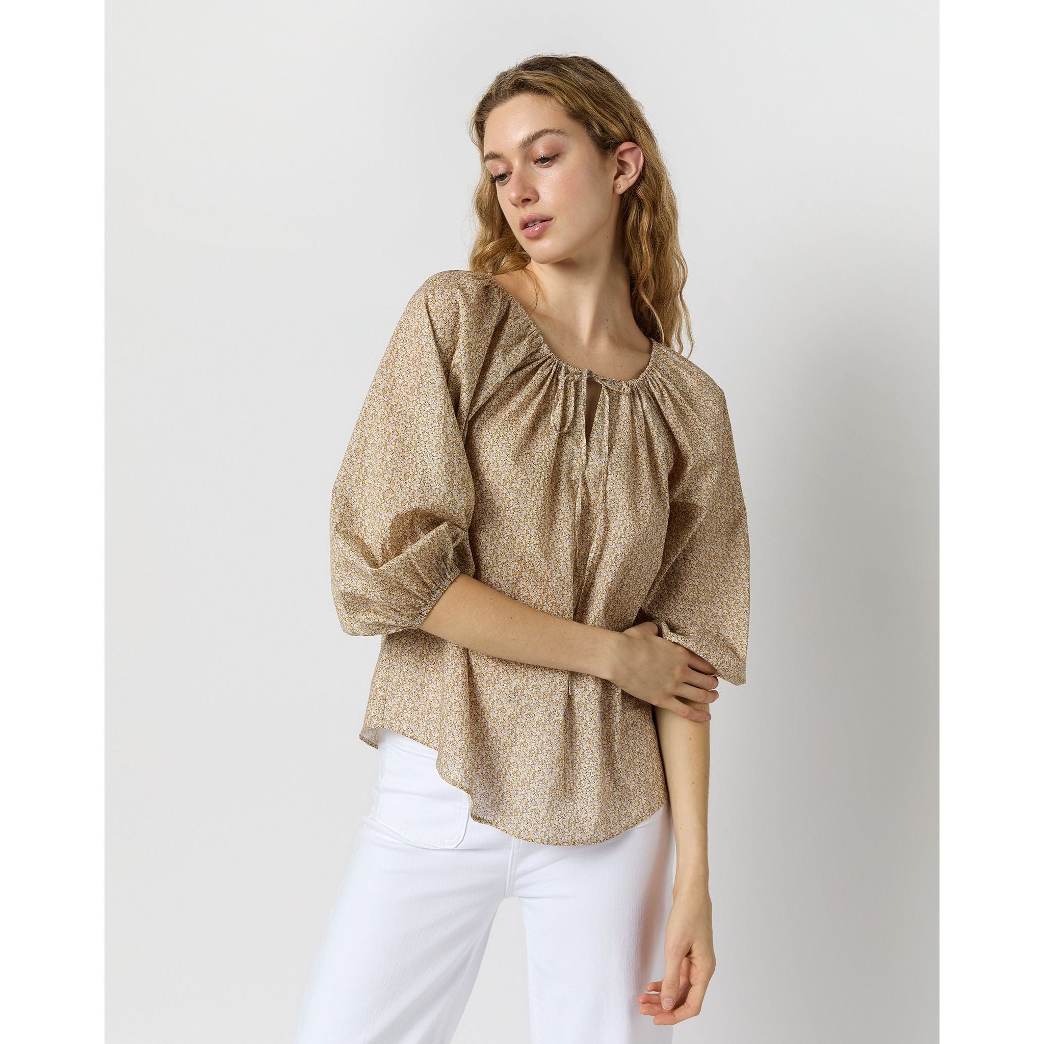 Victoria Blouse Yellow Pepper Liberty Fabric - Primm'sVictoria Blouse Yellow Pepper Liberty FabricMashburn