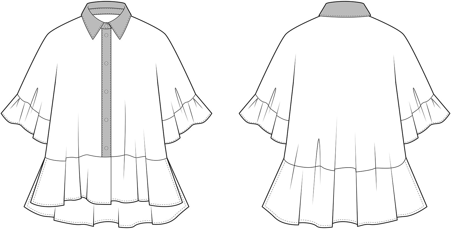 KAYLEE PEPLUM RUFFLE SHIRT ESSENTIEL ANTWERP