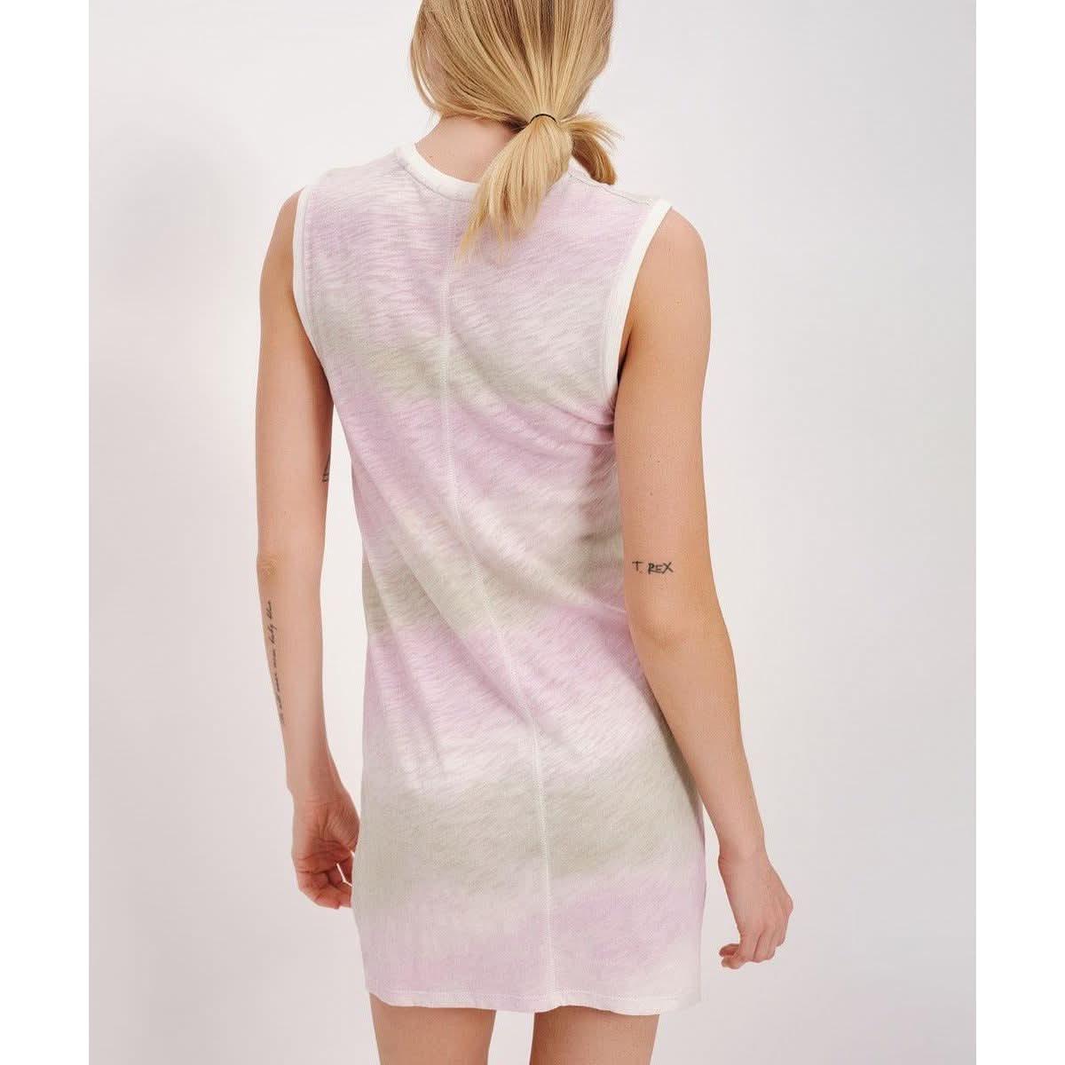 ATM Slub Jersey with Watercolor Stripe Sleeveless Muscle Dress - Watercolor Stripe - Primm's