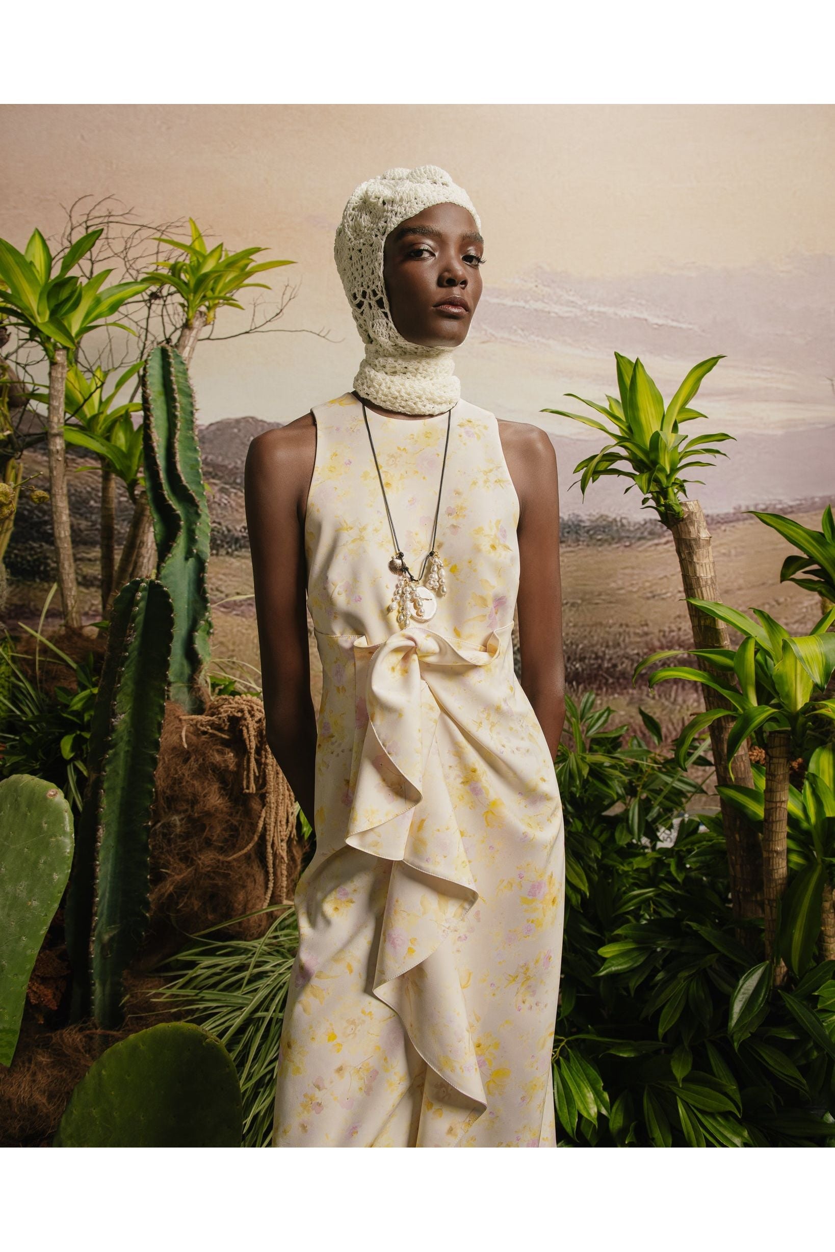 LIV DRESS YELLOW PEONY CREPE Kika Vargas